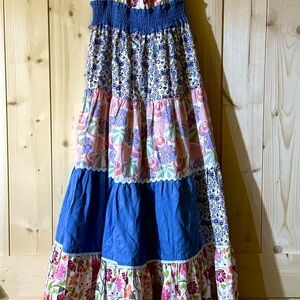 Matilda Jane Blue Tiered Maxi Skirt Casual A-Line